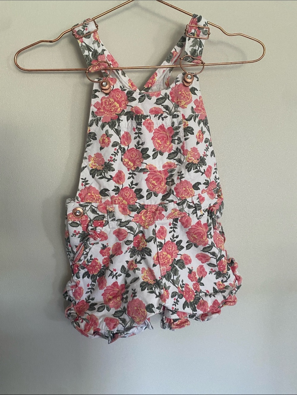 C&C California Pink Floral Cotton Overall Shorts